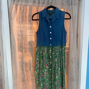 Blue and Green Floral Dress